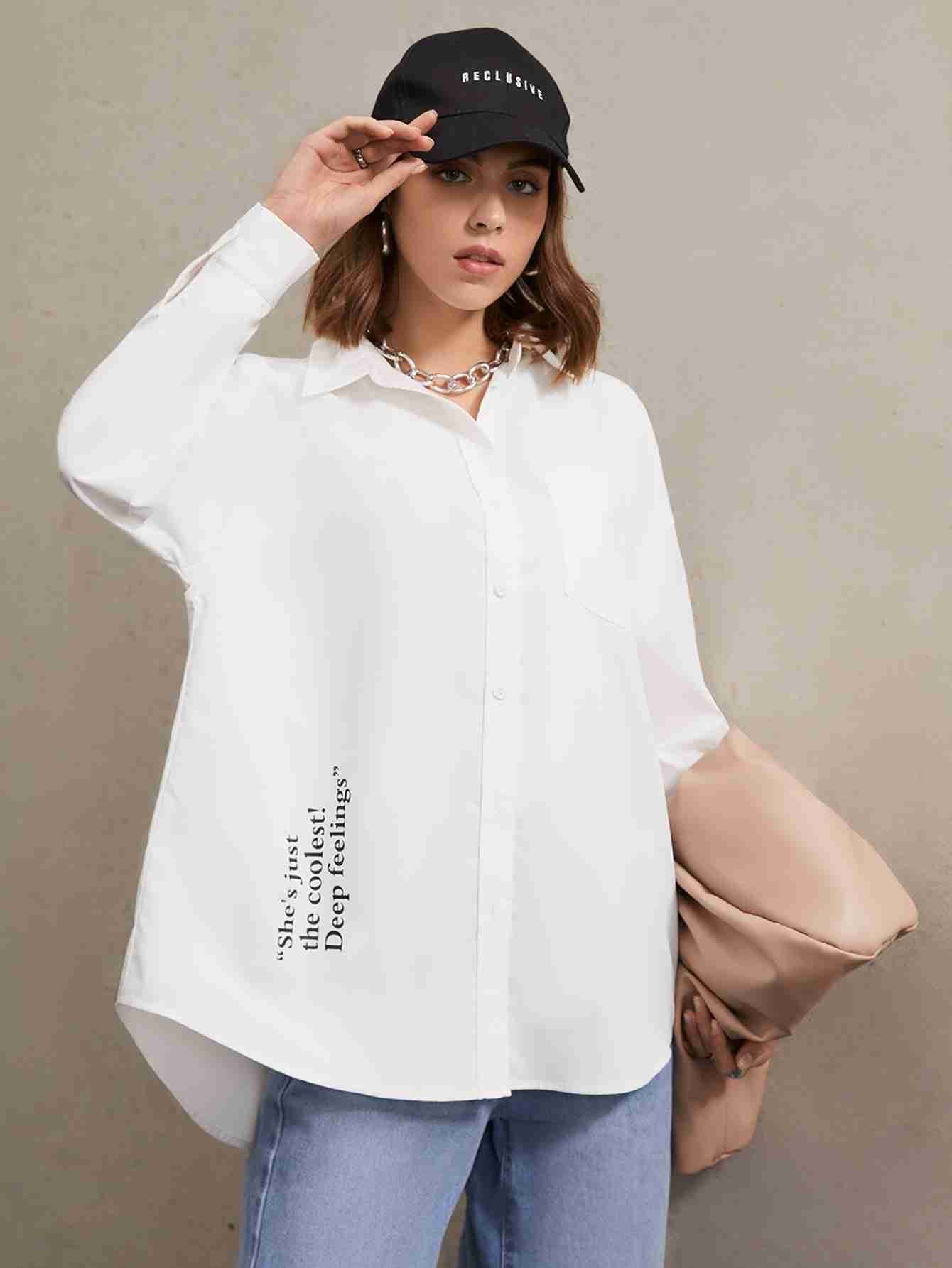 Written Button Up Shirt _ White