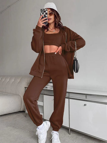 Zip Up Drop Shoulder Drawstring Thermal Lined Tracksuit – Lilac Purple