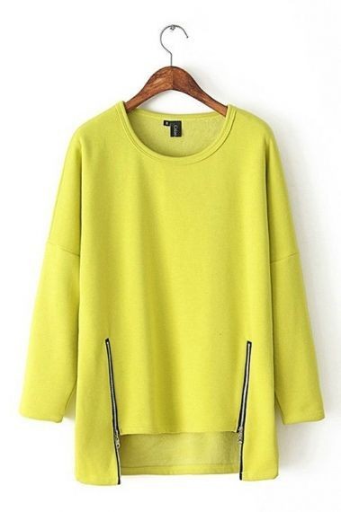Zip Up Sweatshirt _ Neon Yellow Green